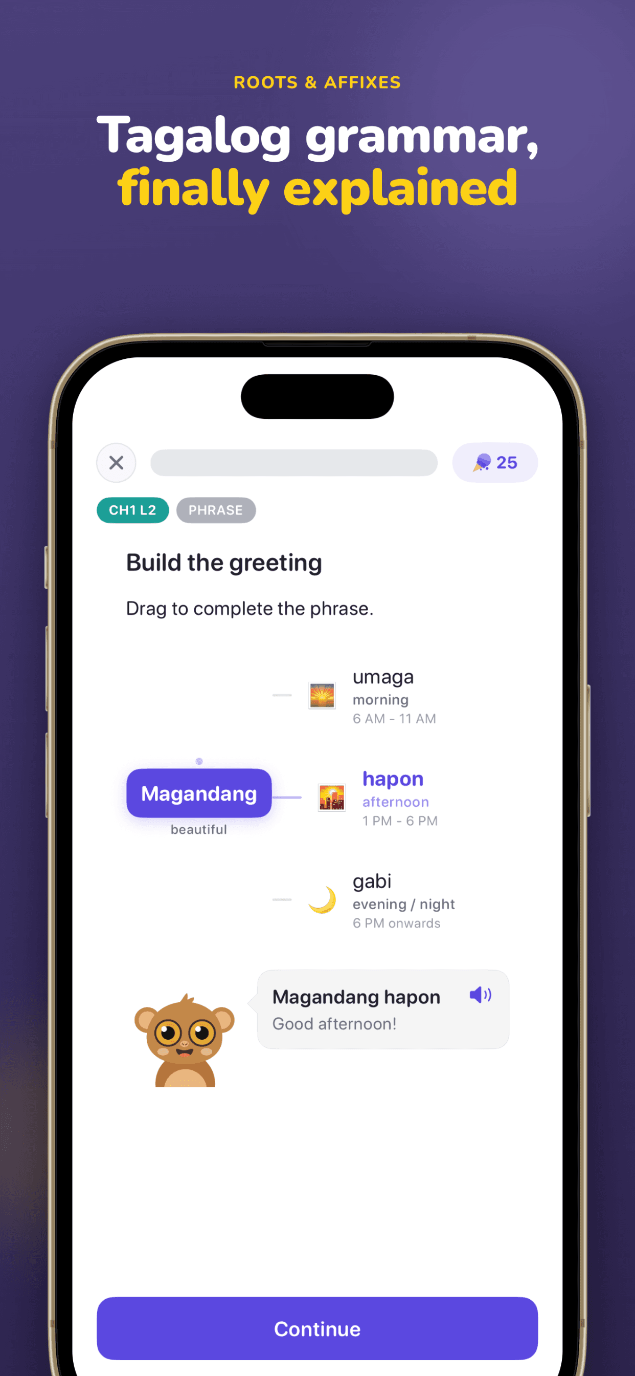 Tarsier grammar screen