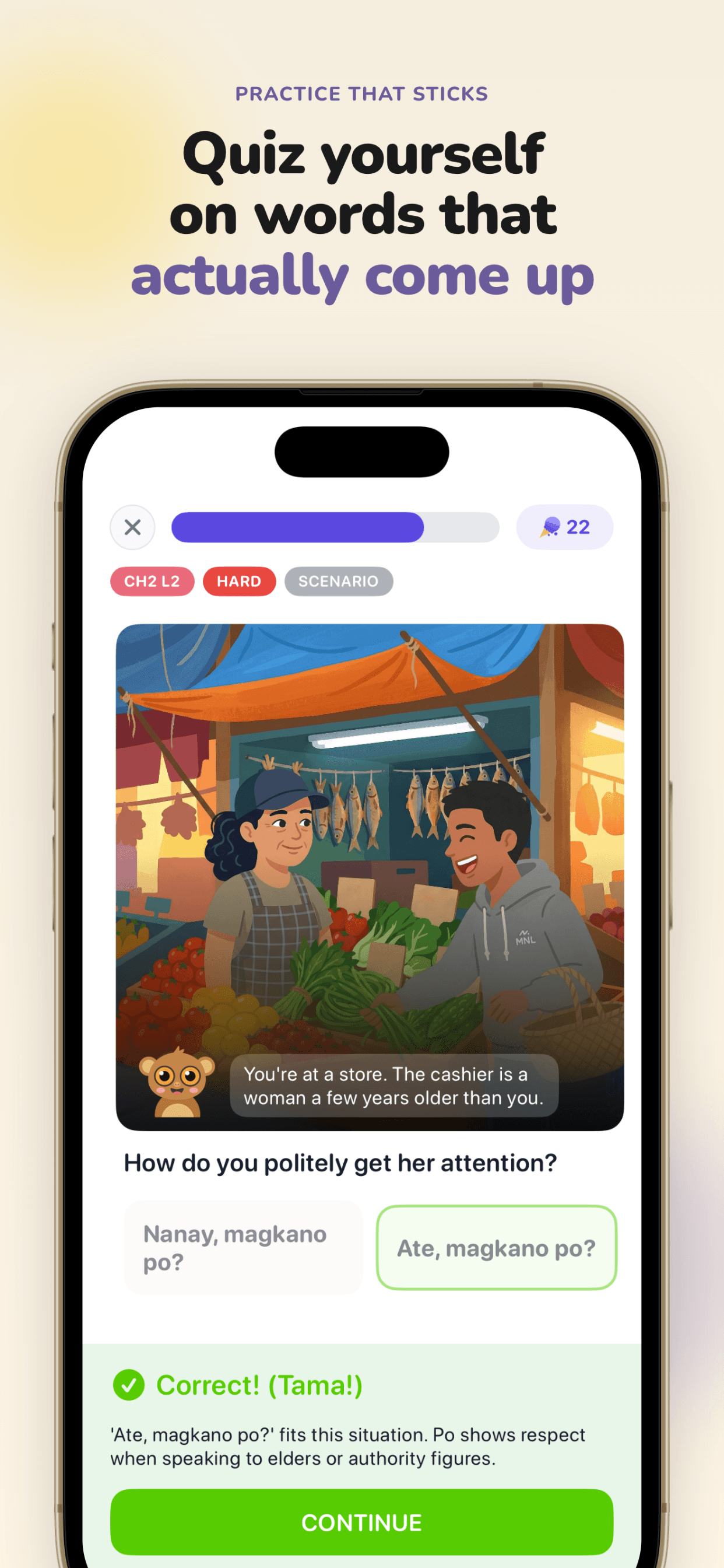 Tarsier quiz screen